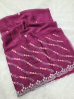 Designer wear Saree+ Embroided blouse - Image 2