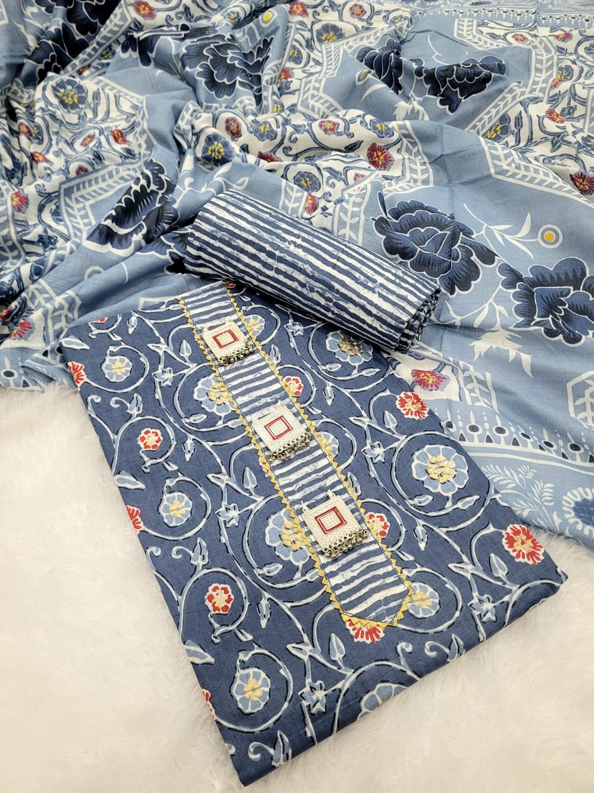 1005027926.jpg Branded Cotton Salwar Materials (Unstitched 3pcs) - Image 1