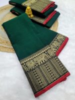 Authentic Narayanpet Cotton Sarees (Green) - Image 2
