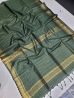 Premium Uppada Checks Cotton Silk Sarees - Image 2