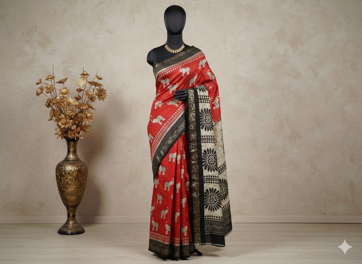 1005176159.jpg Traditional Mangalagiri Silk Saree - Image 1