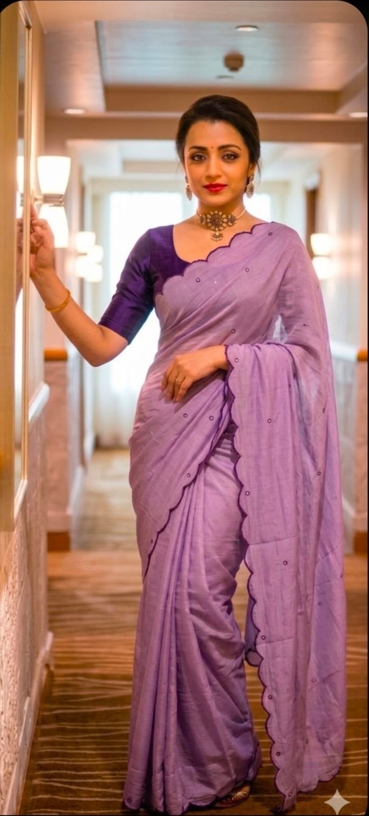1005182680.jpg Rich Chinnon Viscose Designer Saree - Image 1