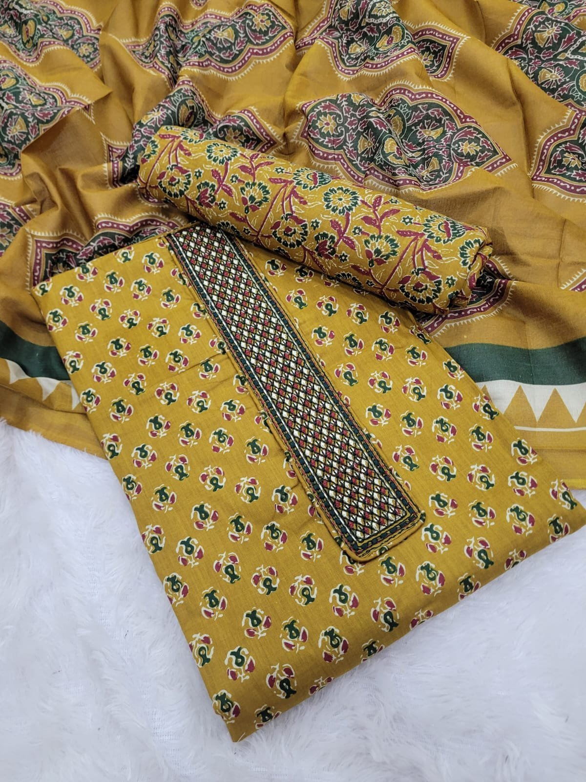 1005191561.jpg Branded Cotton Salwar Materials (Unstitched 3pcs) - Image 1