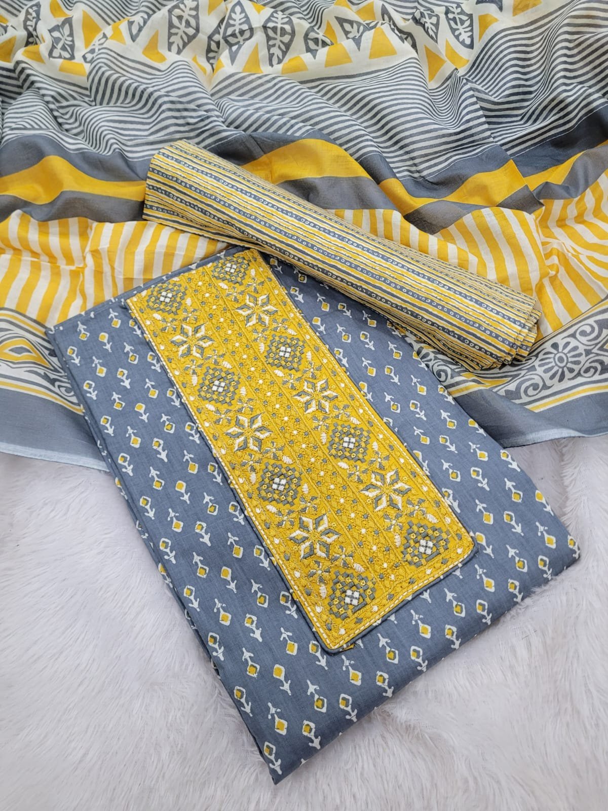 1005192184.jpg Branded Cotton Salwar Materials (Unstitched 3pcs) - Image 1