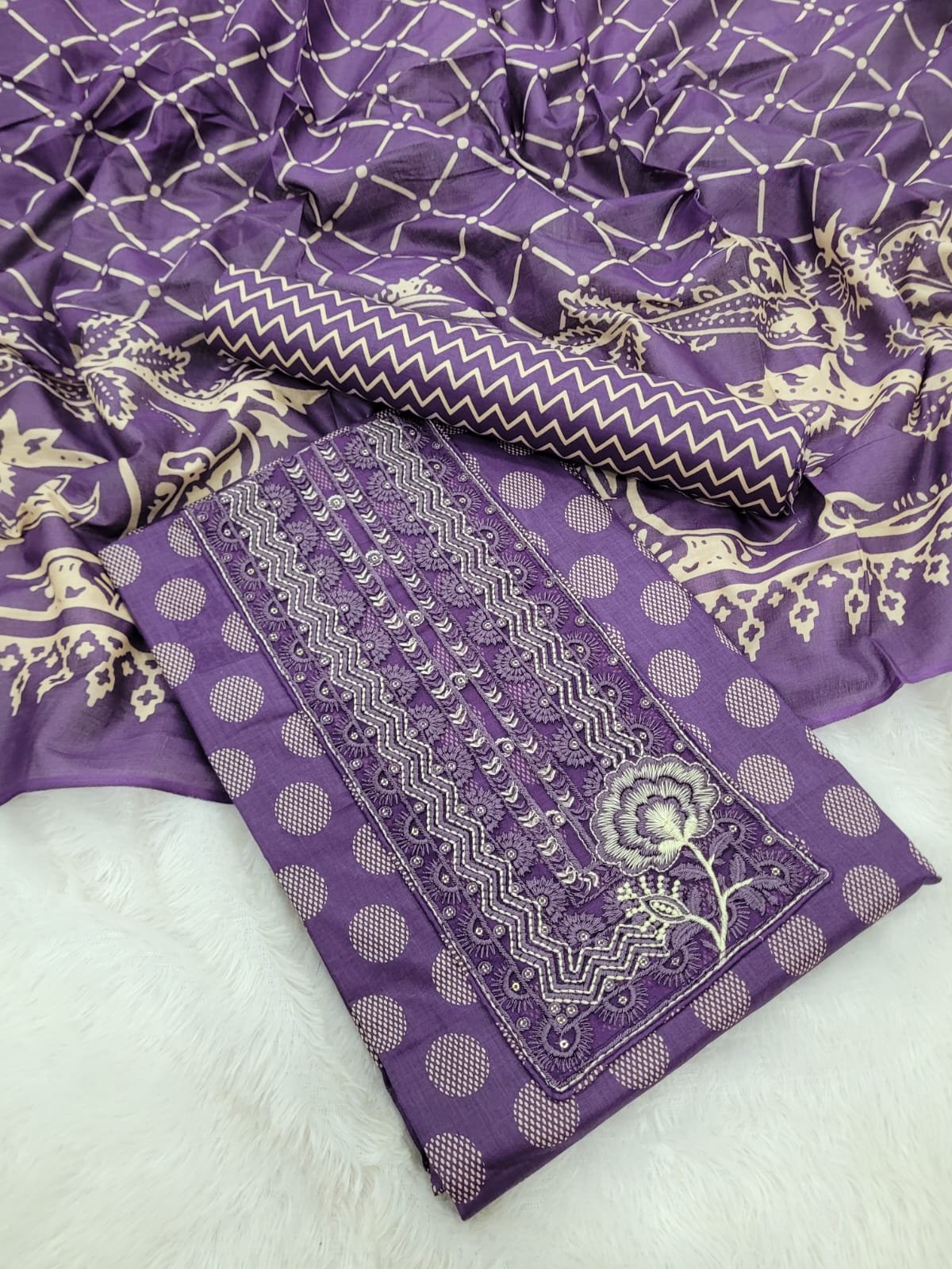 1005192190.jpg Branded Cotton Salwar Materials (Unstitched 3pcs) - Image 1