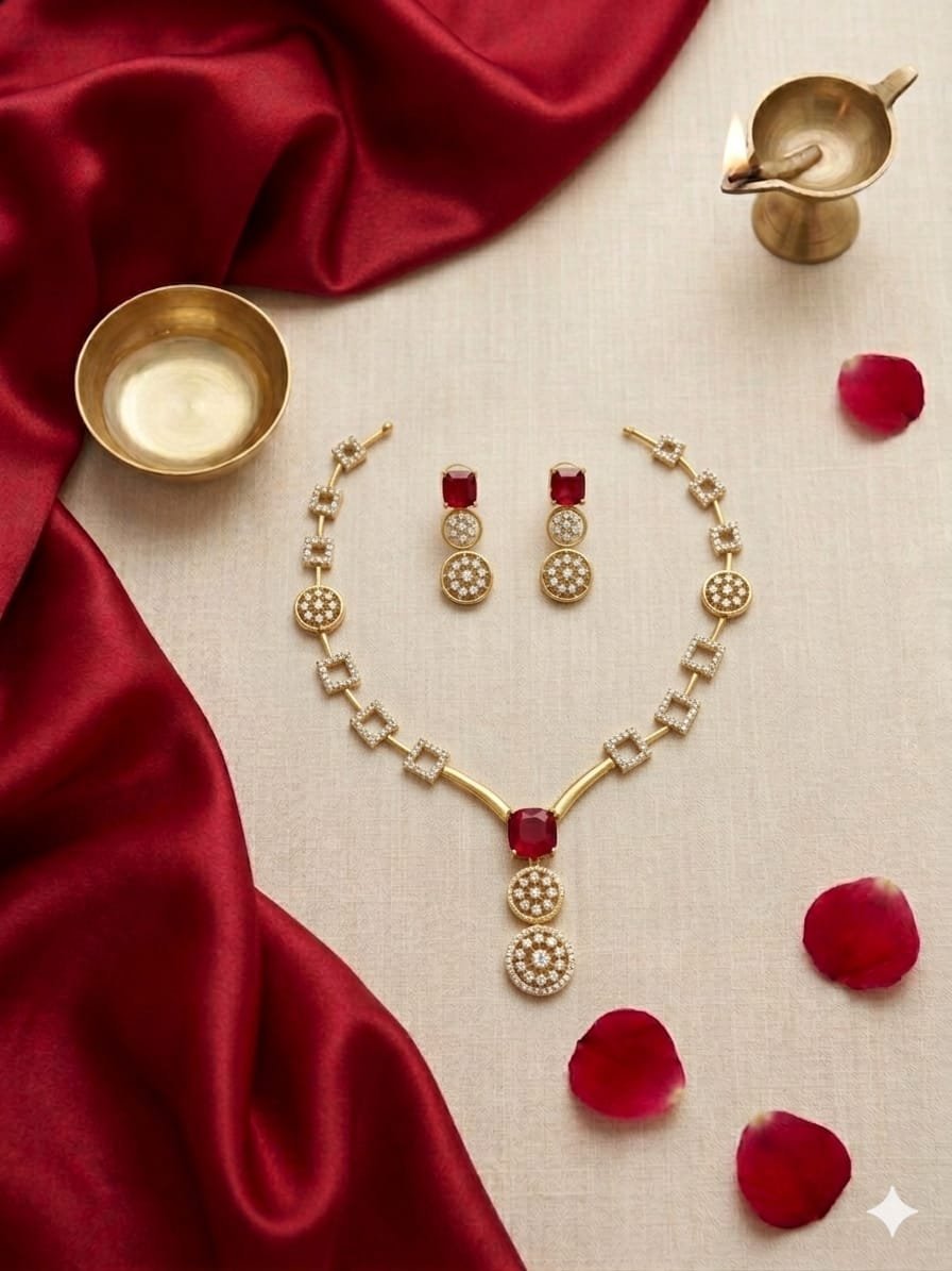 1005193065.jpg Elite PartyWear NeckSet with Earring Set - Image 1