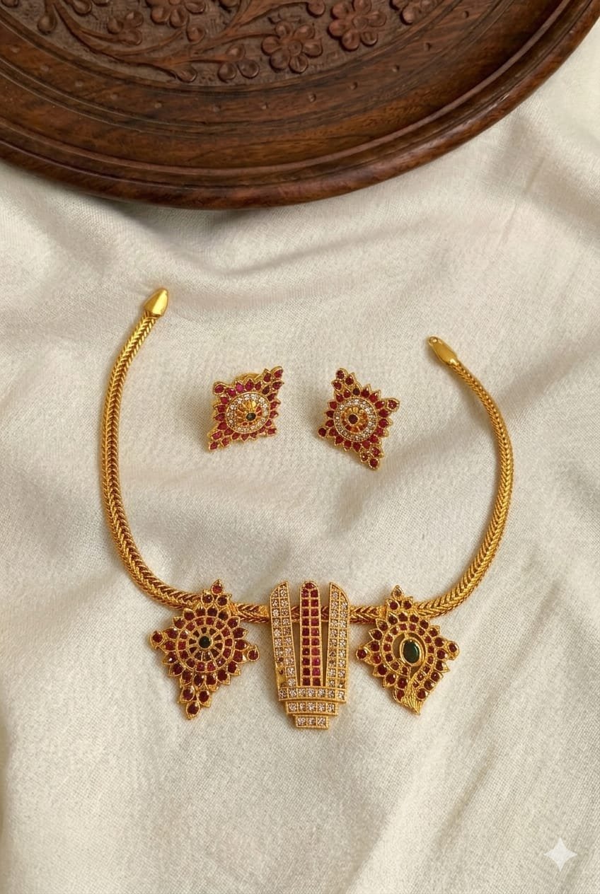 1005199196.jpg Premium & Designer Wear Neck Piece with Earring Set - Image 1