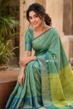 Elite Raw silk Sarees with Temple tower Design