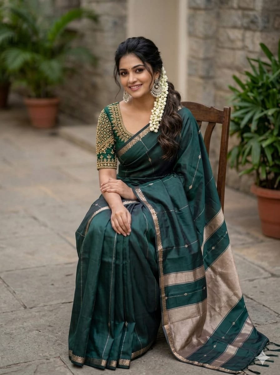 1005205949.jpg GOWRI: Elite Kanchi Vairaoosi Softsilk Sarees ( Green ) - Image 1