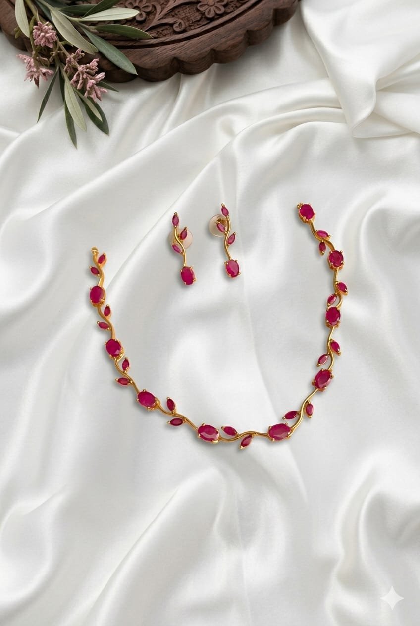 1005206089.jpg Premium & Designer Wear Neck Piece with Earring Set - Image 1