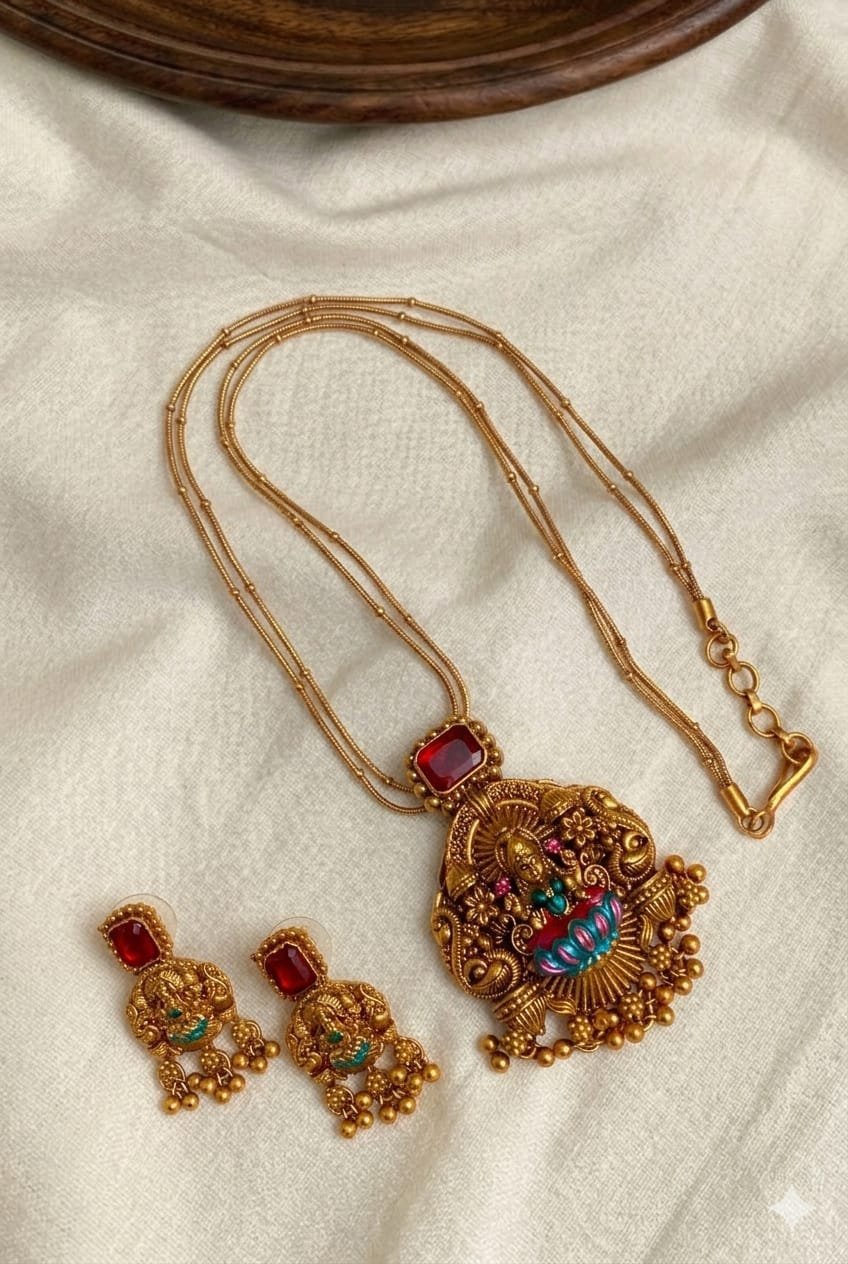 1005206113.jpg Premium & Designer Wear Neck Piece with Earring Set - Image 1