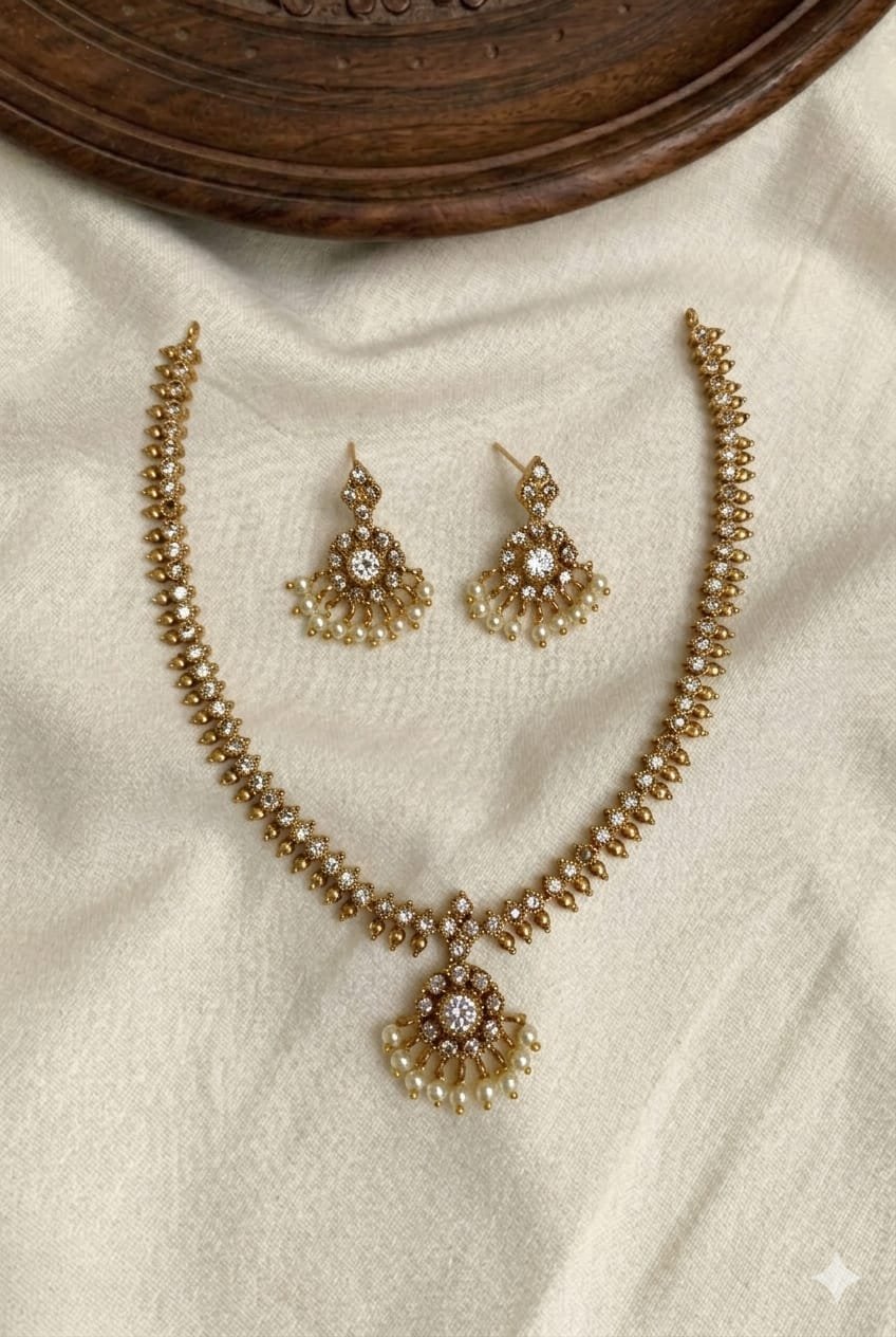 1005206137.jpg Premium & Designer Wear Neck Piece with Earring Set - Image 1