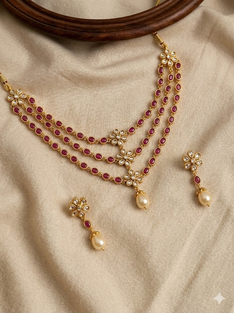 1005206894.jpg Premium & Designer Wear Neck Piece with Earring Set - Image 1
