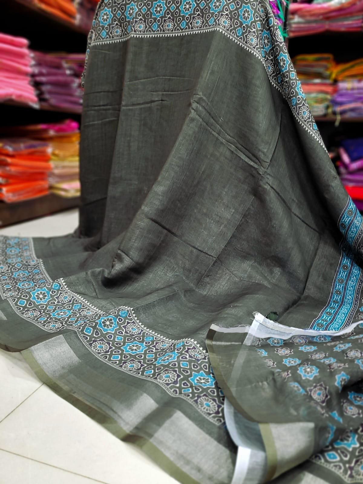 1005207107.jpg Linen Jute cotton sarees - Image 1