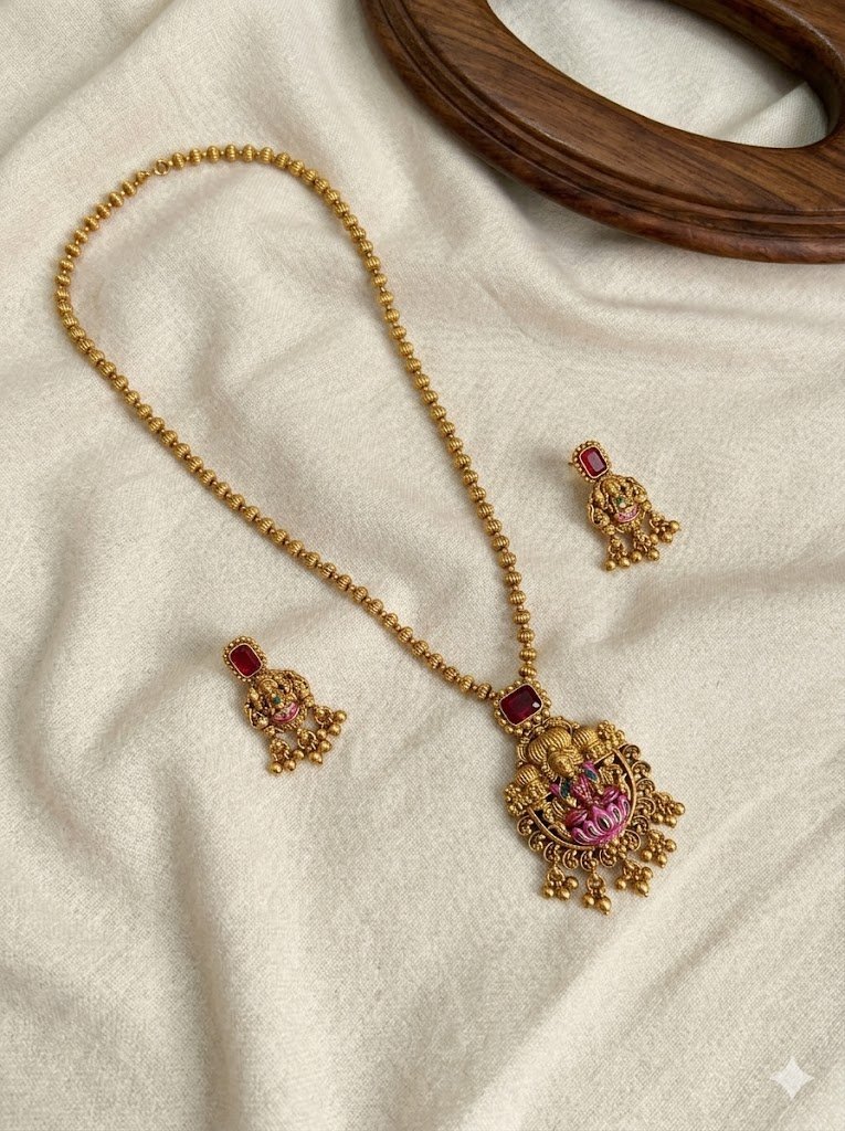 1005207197.jpg Premium & Designer Wear Neck Piece with Earring Set - Image 1
