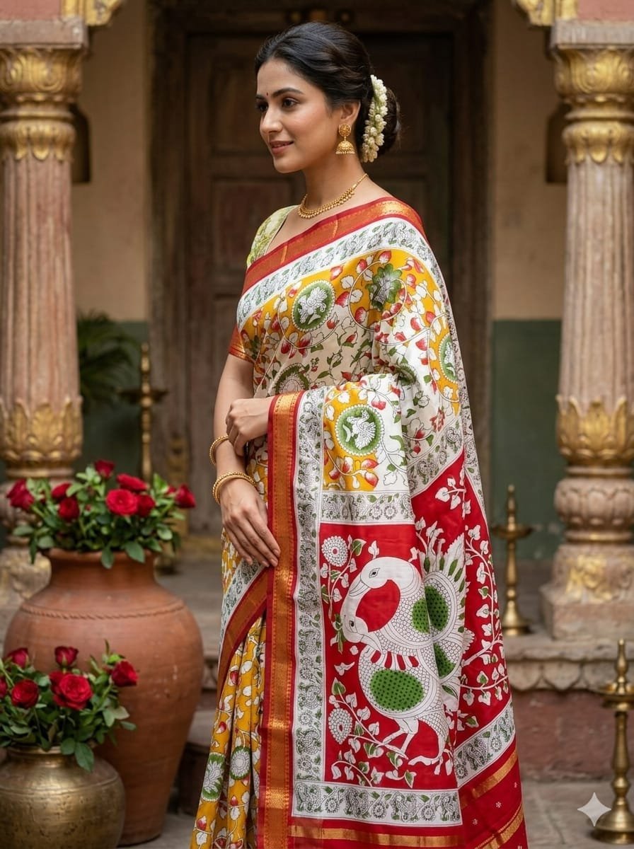 1005207707.jpg Elite pen kalamkari cotton Weaves - Image 1
