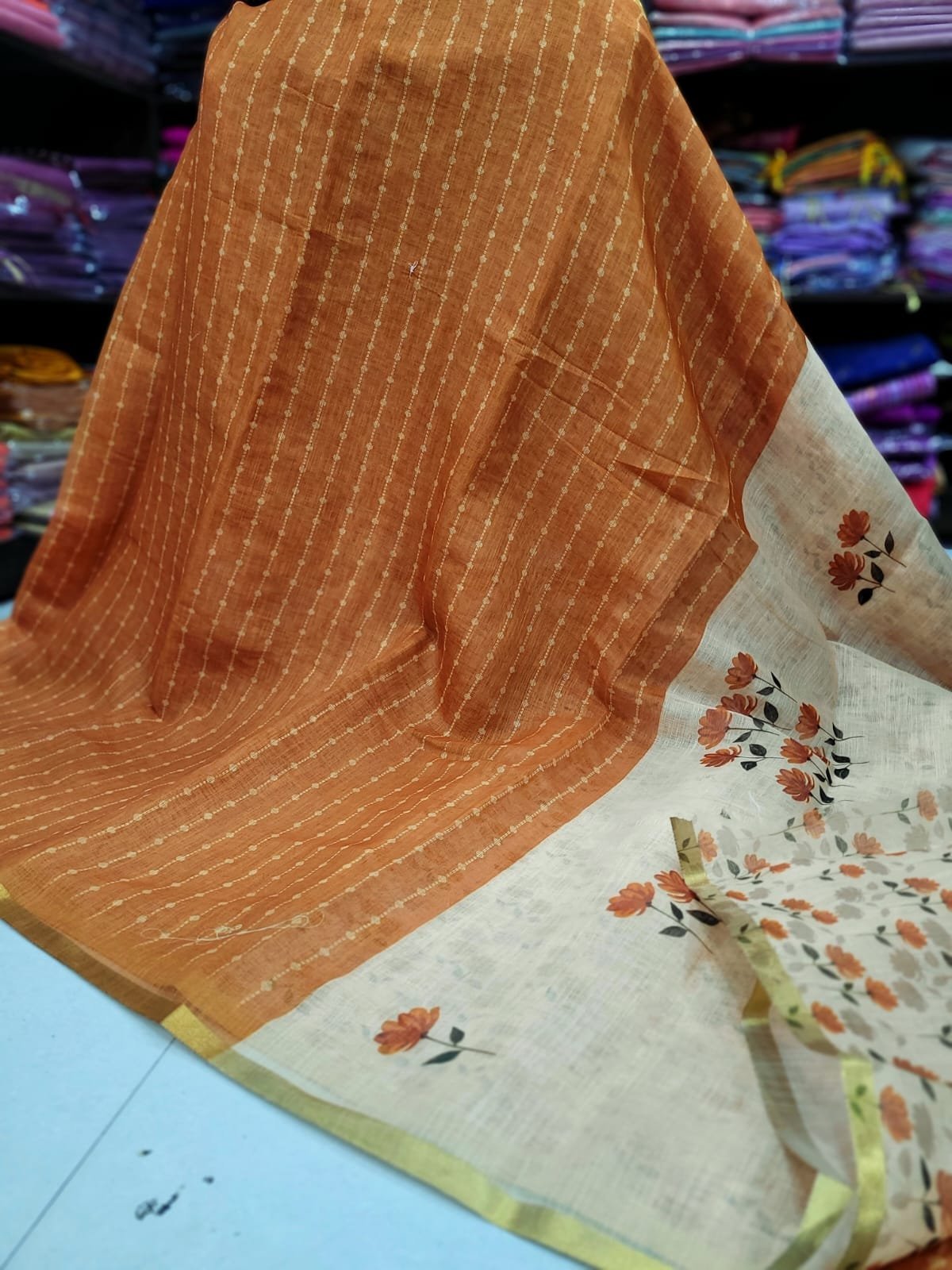 1005209268.jpg Linen Jute cotton sarees - Image 1
