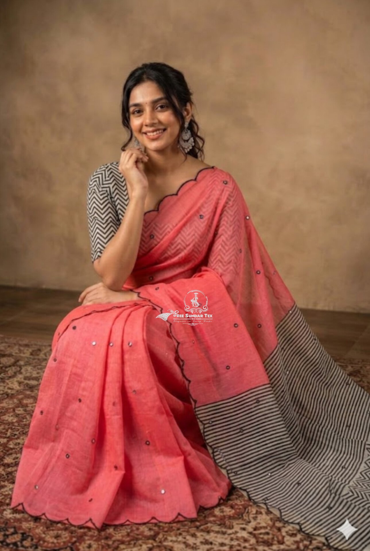 1005213980.jpg Premium Chanderi Mirror Embroidery Sarees - Image 1
