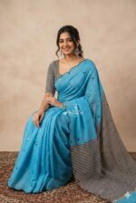 Premium Chanderi Mirror Embroidery Sarees