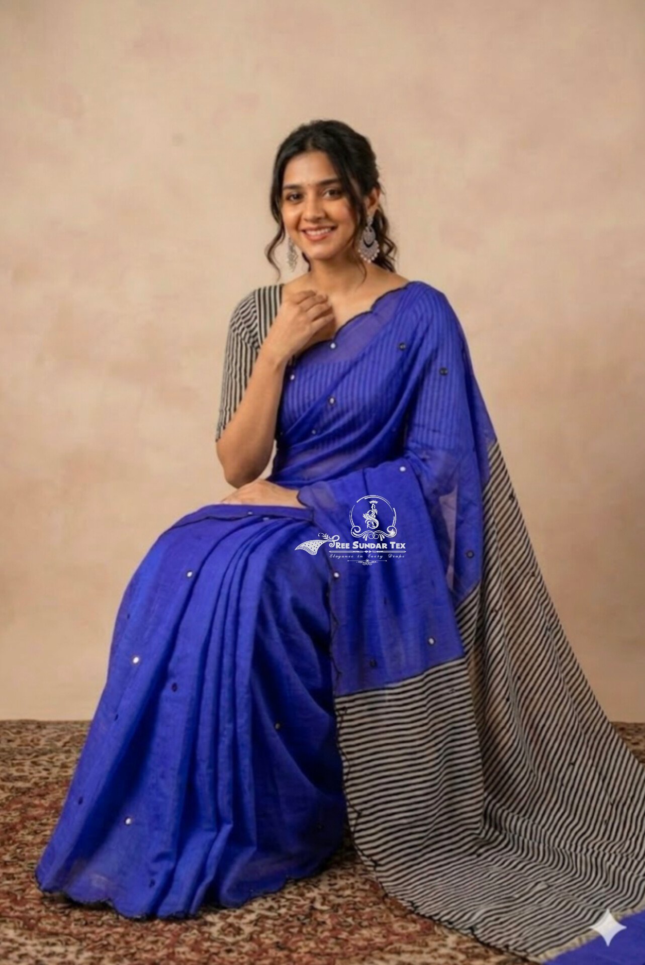 1005213983.jpg Premium Chanderi Mirror Embroidery Sarees - Image 1