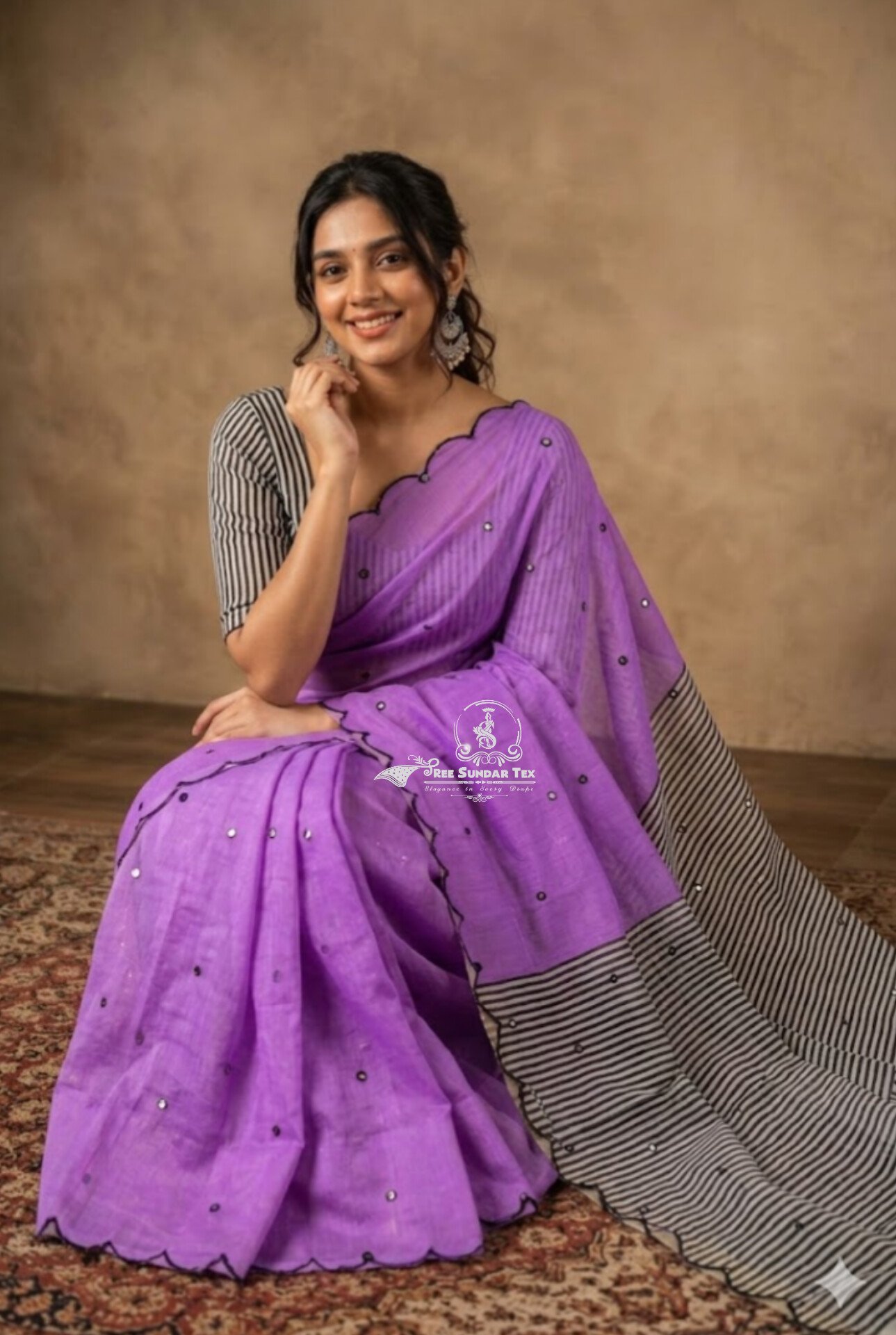 1005213984.jpg Premium Chanderi Mirror Embroidery Sarees - Image 1