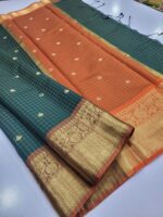 Banarasi Checked  Soft Katan silk Saree - Image 2