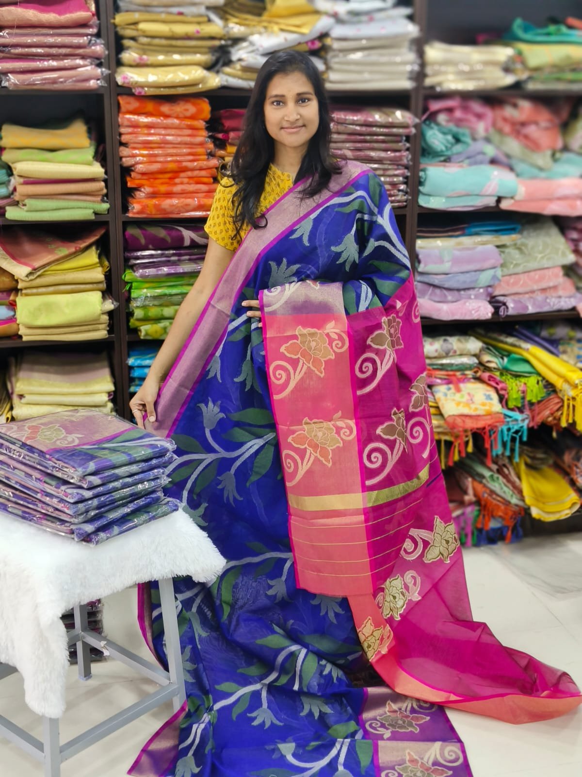 WhatsApp-Image-2024-09-16-at-1.34.22-PM-1-1.jpeg Chanderi Pochampally silkcotton Sarees - Image 1