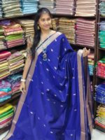 Maheswari Silk Cotton Sarees ( Navy Blue ) - Image 3