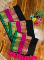 Premium Mul Cotton Sarees ( Black ) - Image 3